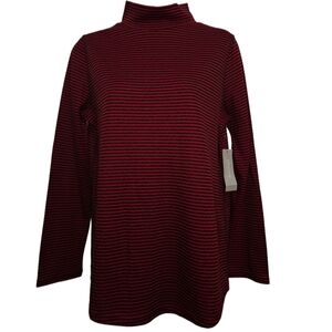 NWT Z Energy Chico's Striped Mock Neck Tunic Long Sleeve Top